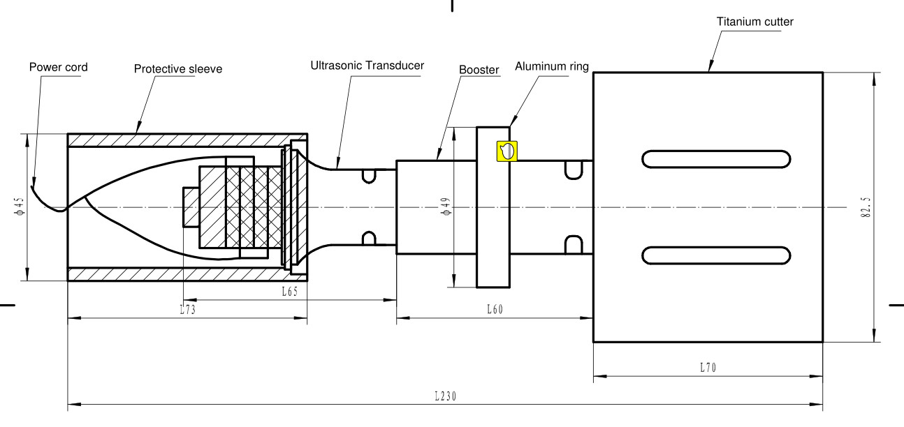 The Special Ultrasonic Cutting Actuator For Rubber with Titanium Cutter