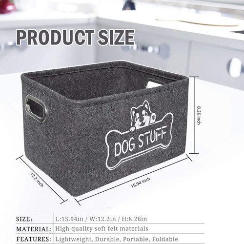 Household Dog Cat Pet Toy Storage Bin With Metal Handles