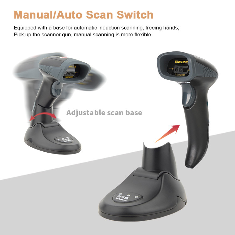 2D QR Bluetooth Barcode Scanner With USB Charging Cradle Data Receiver