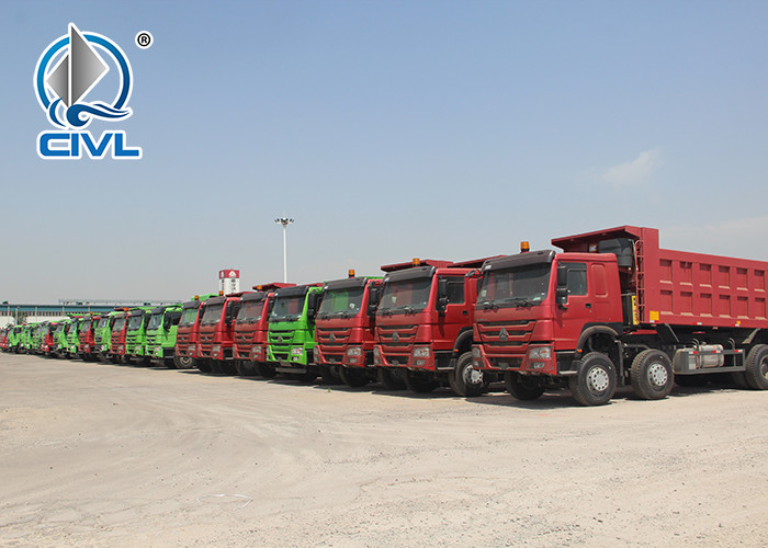 280HP 4 x 4 HOWO Heavy Duty Dump Truck White / Red EURO II 50 Ton