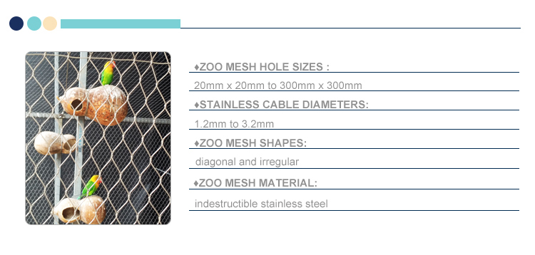 Factory SS 304 316 316L stainless steel rope net fence,Bird netting,Aviary