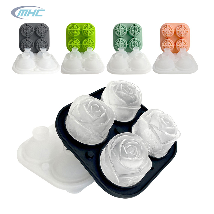 3D Rose Shaped Ice Cube Tray Silicone Mold Food Grade 9 Cavities