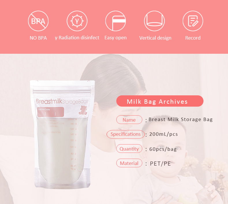 Manufacture Zip Lock Stand Up Breast Milk Bags Storage