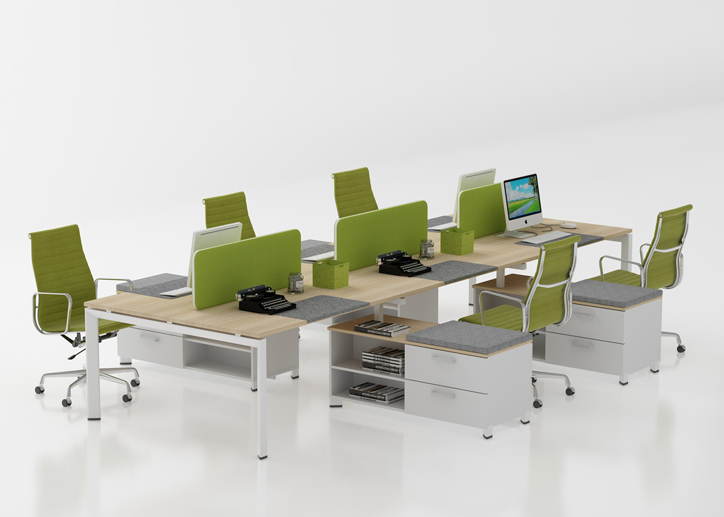 Melamine Office Workstation Desks Customized Size For 6 Person