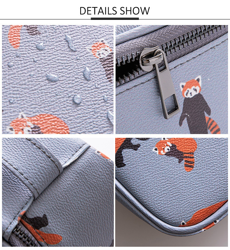 Standard Size Cartoon Printed Toiletry Cosmetic Bag With Handle