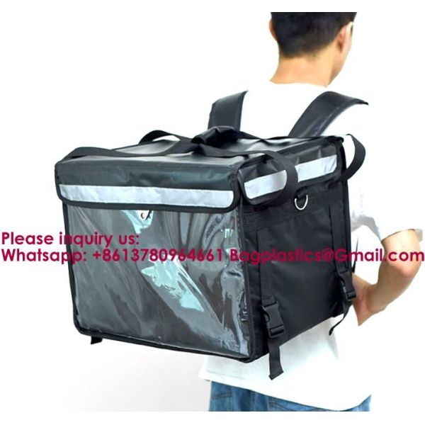 Custom Logo Commercial Thermal Waterproof Food Delivery Bag Backpack For Pizza Hot Just Eat With Backlight For Scooter Large Storage Portable Delivery