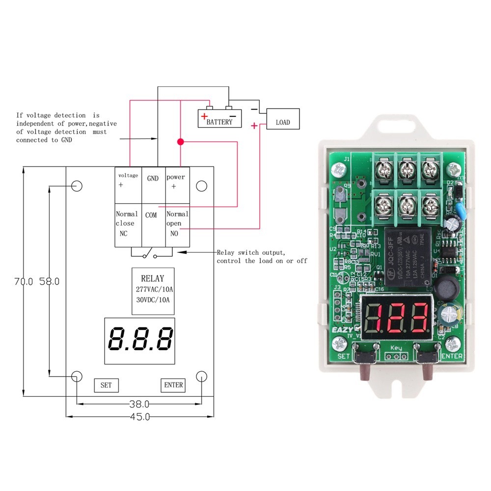 IV - U3 12 v / 24 vdc voltage digital control relay switch/over-voltage and under-voltage relay