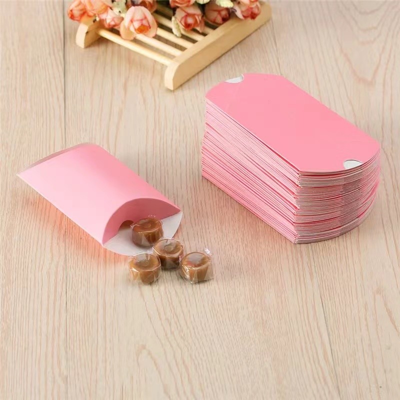 Custom Make Brown Kraft Pillow Boxes Colorful Ivory Paper Candy Box small gift bag