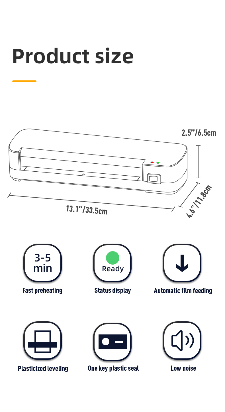 AC220-240V / 110-120V A4 Paper Thermal Laminator Machine with Max Laminating Width 230mm