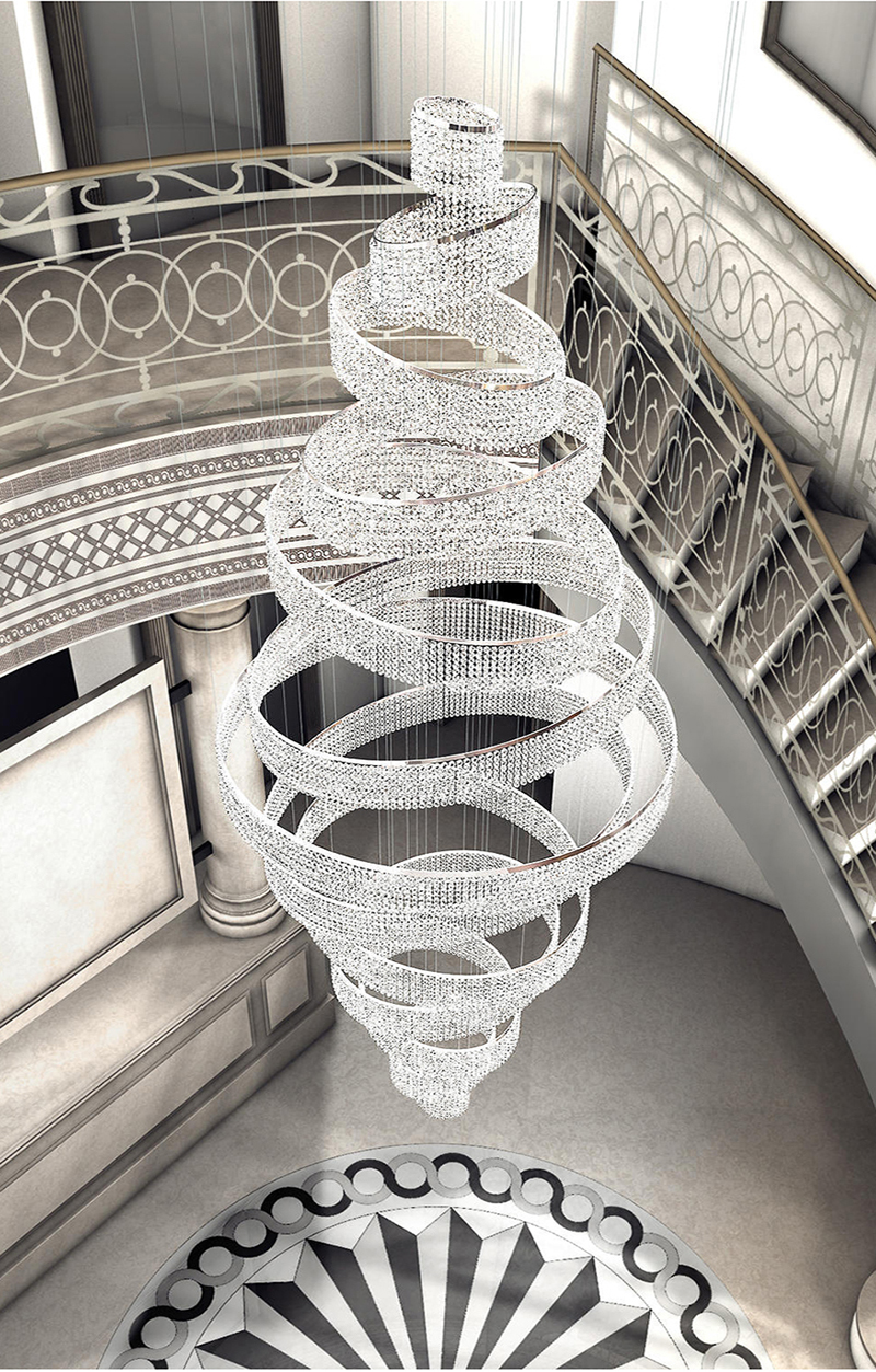 Modern Staircase Chandeliers For Living Room Lobby Club Luxury Ring Lights(WH-NC-90)