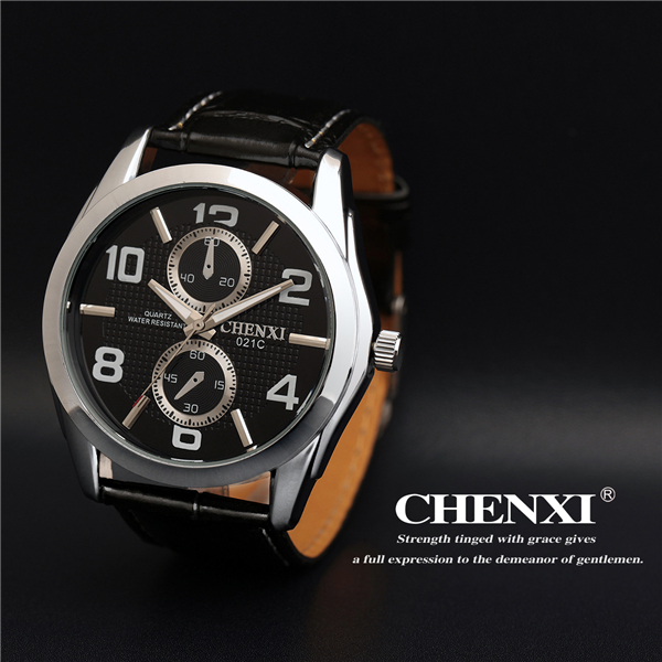 Cheap Stainless Steel Watches L021C CHENXI Branding Watches Black White Leather Watches