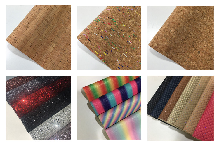 high quality new colorful printed Natural cork leather Fabric patterned with candy