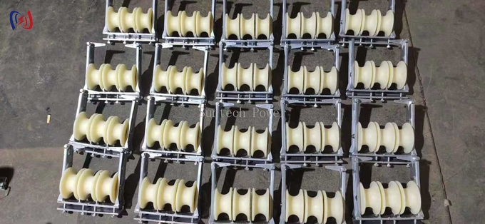 Three Nylon Sheaves Overhead Line Conductor Stringing Blocks Stringing Of Transmission Line 0