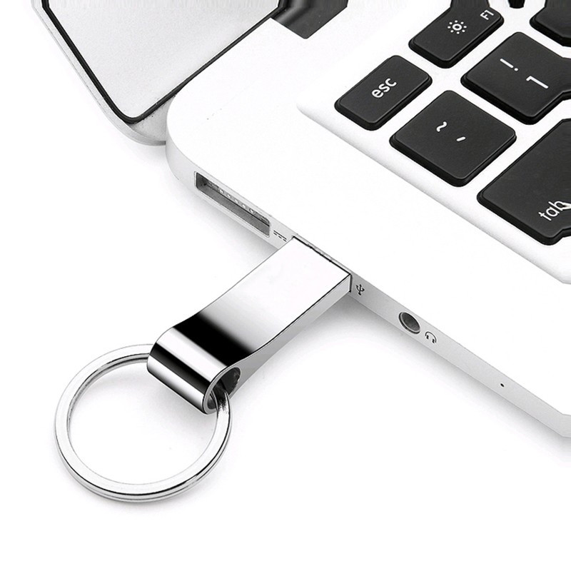 ODM 32GB 64GB 128GB Silver Metal Usb Drive full Memory with keychain