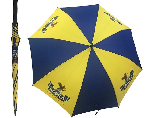Fiberglass Frame Blue Yellow Promotional Golf Umbrellas With EVA Foam Handle