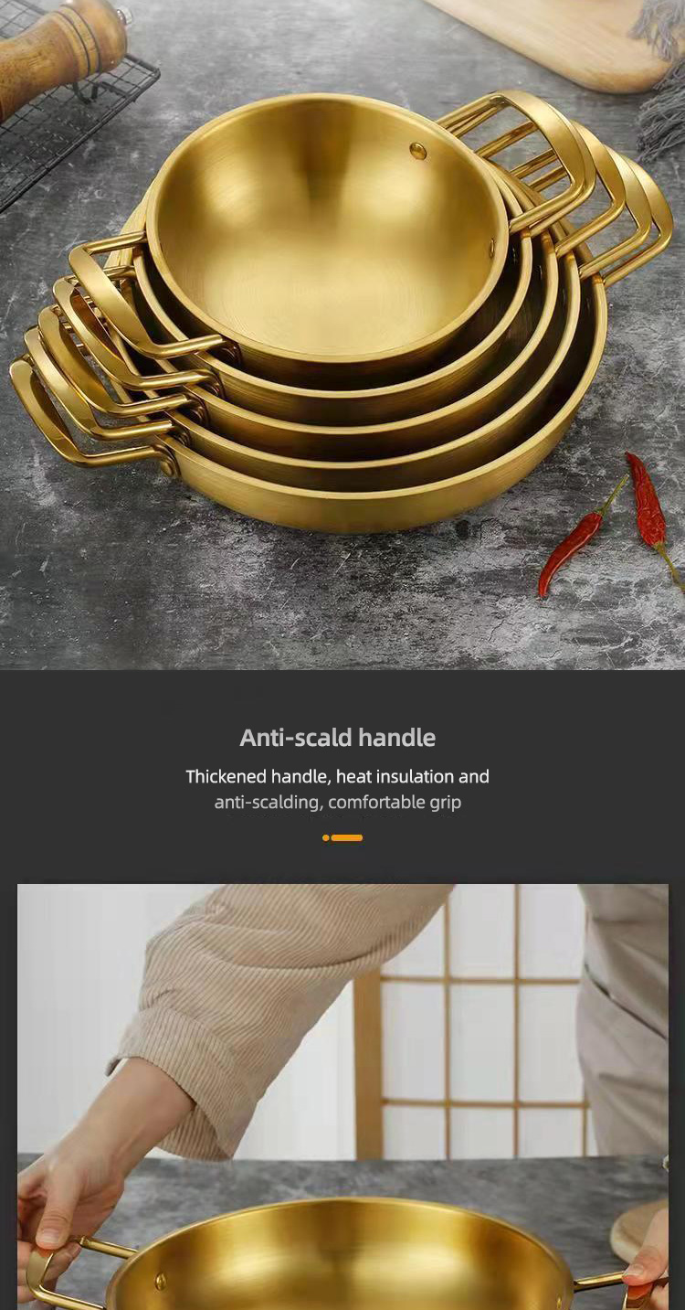 Wholesale Top Seller Kitchen Seaafood Cookware Pan Stainless Steel 304 Cooking Wok Paella Pan