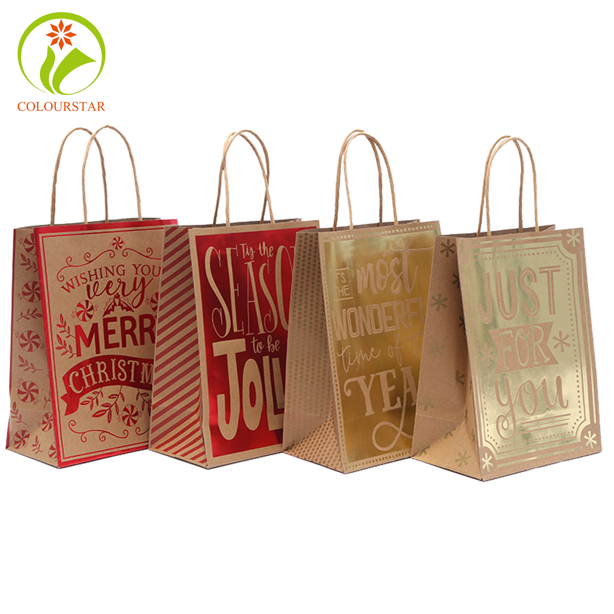 OEM UV Varnishing 300gsm Gift Wrapping Bags CMYK Ornament