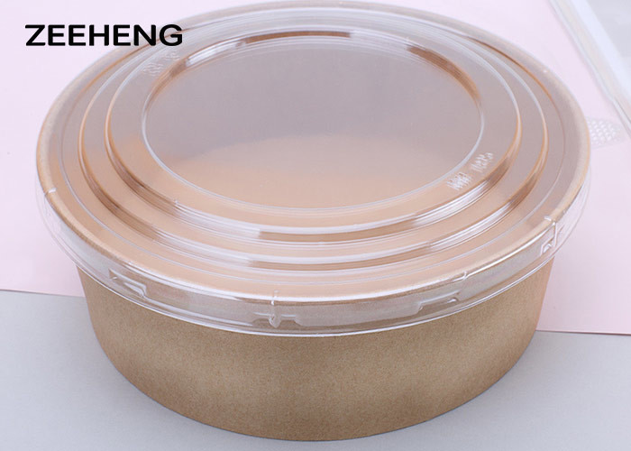 PE Coated 16oz 500ml Matt Salad Food Kraft Paper Bowls Dessert Cup With Lid
