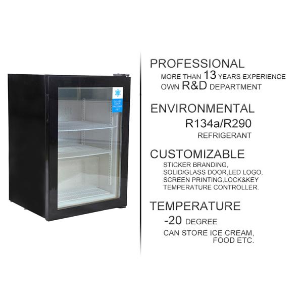 98L Glass Door Small Upright Tabletop Frost Free Mini Freezer SD98