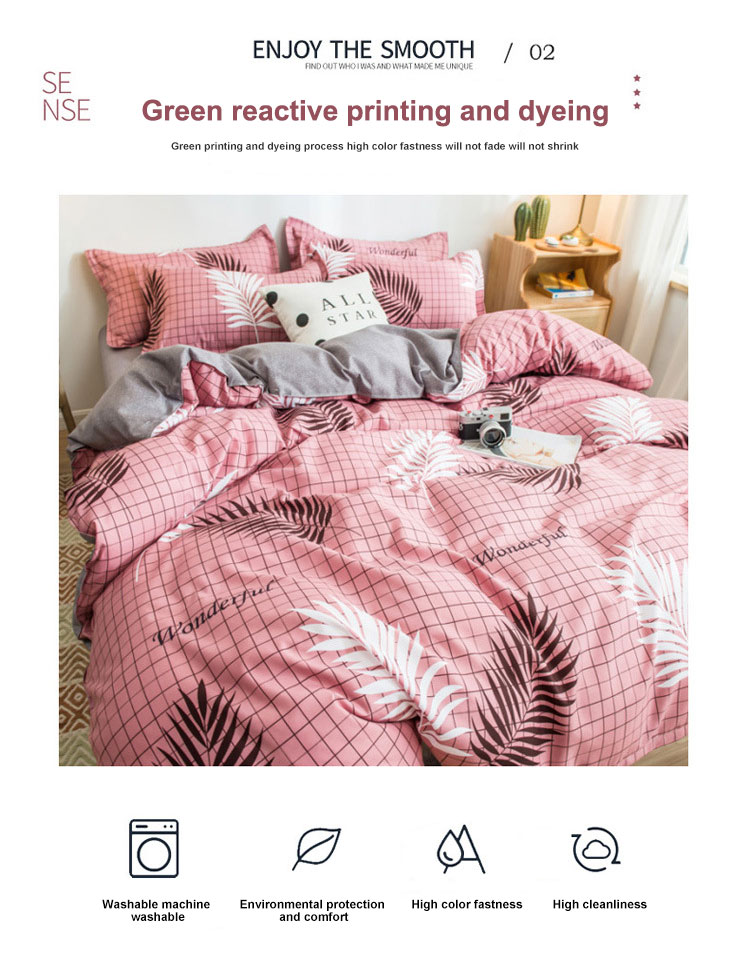 Air-permeable Bedding Set Hotel Supply 100% Luxury Duvet Cover 4 Pieces Bed Sheet Set