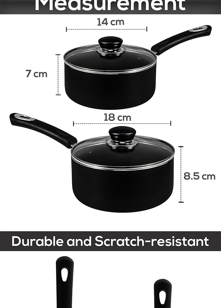 New Design Kitchen Cooking Sauce Pan Cookware Milk Pot Aluminum Non-stick Saucepan Cookware Sets With Bakelite Handle