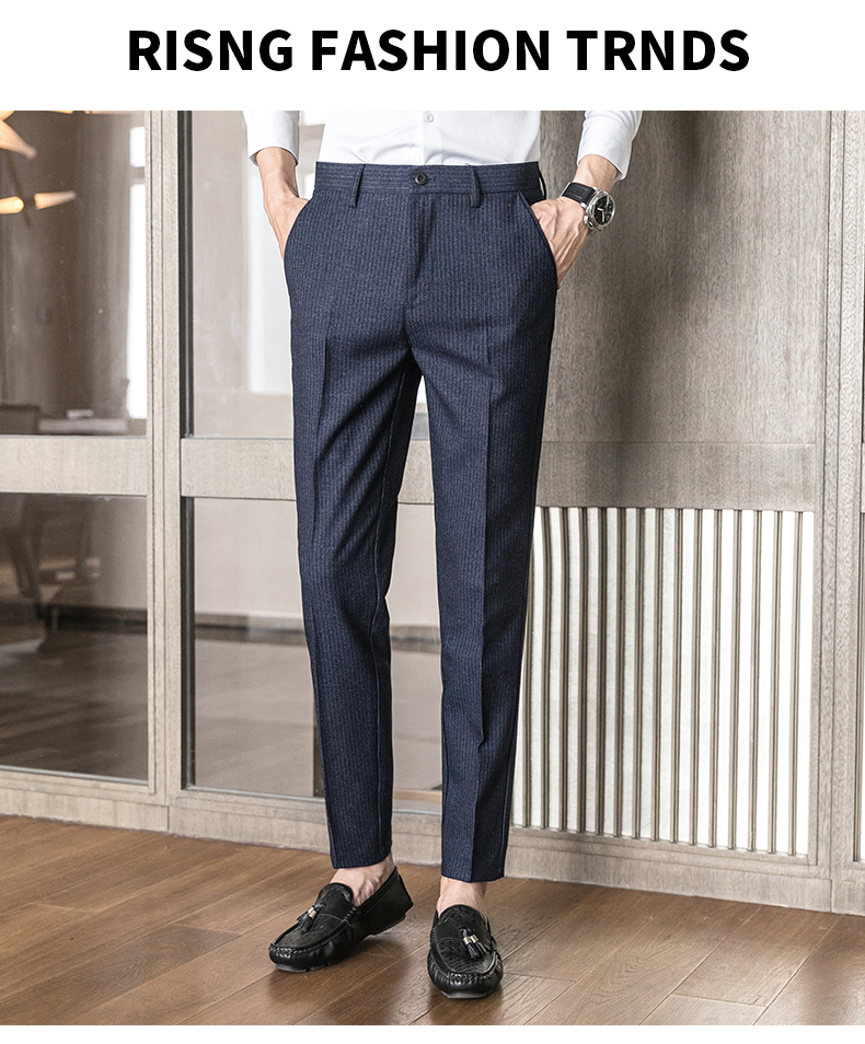 Formal Wedding Wear Men's Suit Pants Blazer Dress Pants with Slim Fit and Zipper Fly