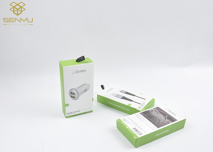 Green Mobile Accessories Packaging Car Charger Packaging With Blister Insert