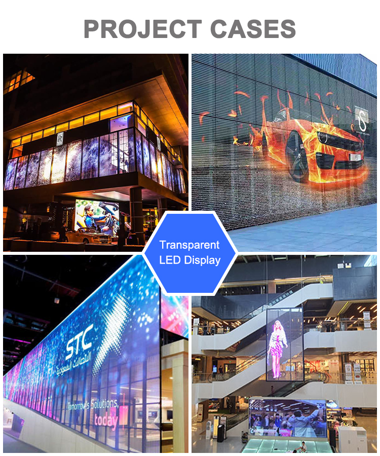 3D Adhesive LED Transparent Film Screen Full Color Transparent Glass LED Screen