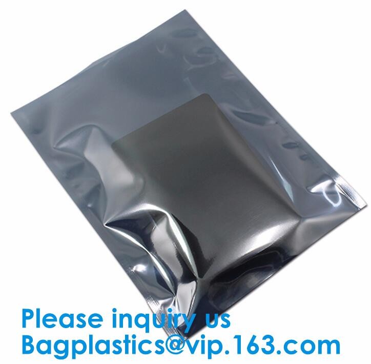 Aluminium Plastic Antistatic Zip lockk Esd Shielding Electronic Packaging Pet Bag With Zip,Black Conductive Bag, Grid bag