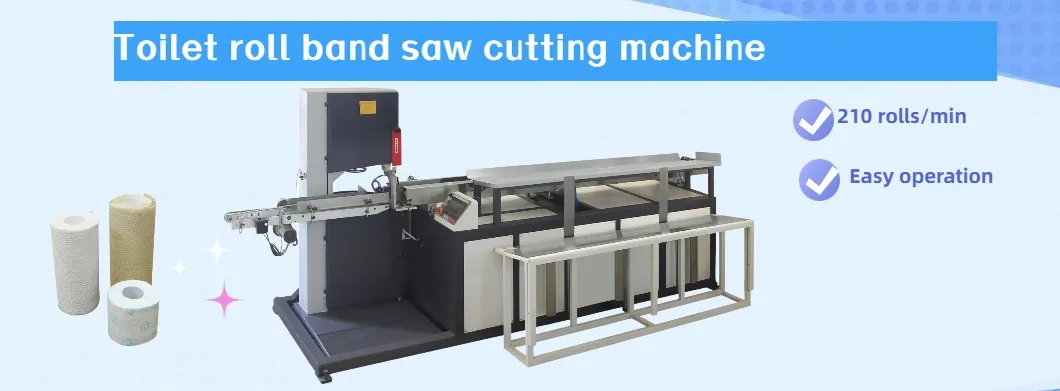 Toilet Roll Paper / Kitchen Towel Automatic Band Saw Cutting Machine With Grinding Wheel