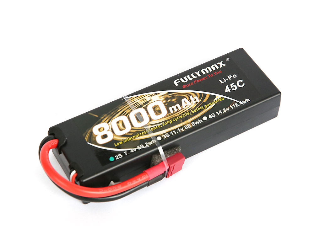 2s Lipo Battery 8000mah 7.4V 45C Custom Rc Battery Packs With Deans T Plug