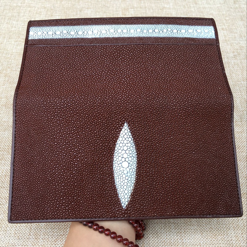 Unisex Style Authentic Stingray Skin Women Men Slim Bifold Wallet Card Bag Genuine Leather Female Male Thin Clutch Purse