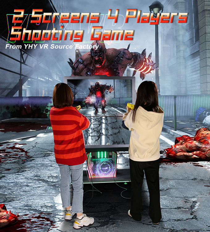 55 Inches Coin Operated Arcade Machine 4 Players Double Screen Hunting CS Gaming