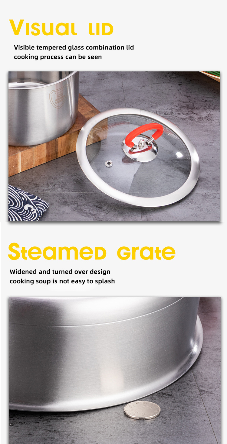 Best Sale 430 Stainless Steel Cooking Soup Pot Set Saucepan Cookware Set With Silicone Handle