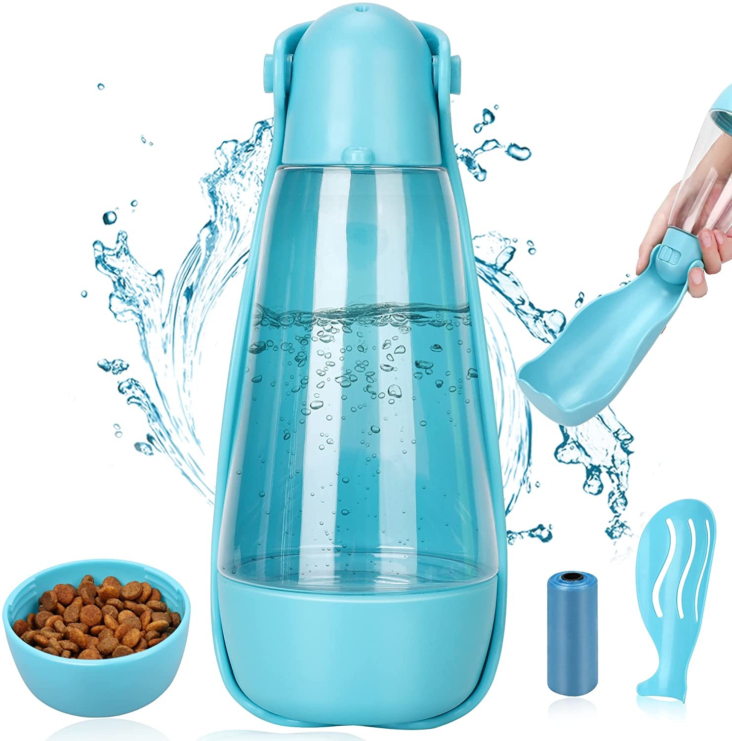 ABS Portable Pet Water Dispenser Feeder Container With Drinking Cup Bowl Outdoor Hiking