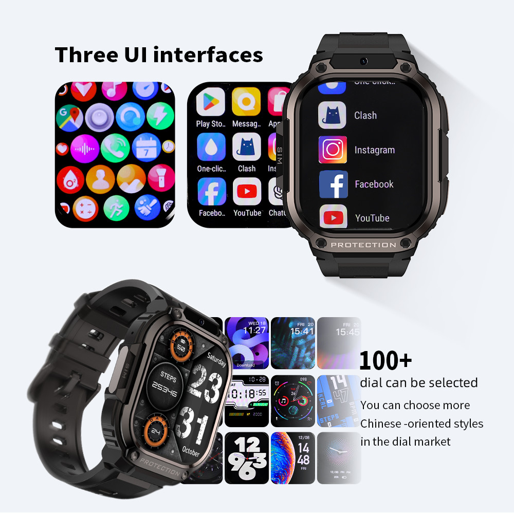 DM63 SmartWatch Battery 1000mah , 5G Sim Card Smart Watch AMOLED Screen 2.13 Inch