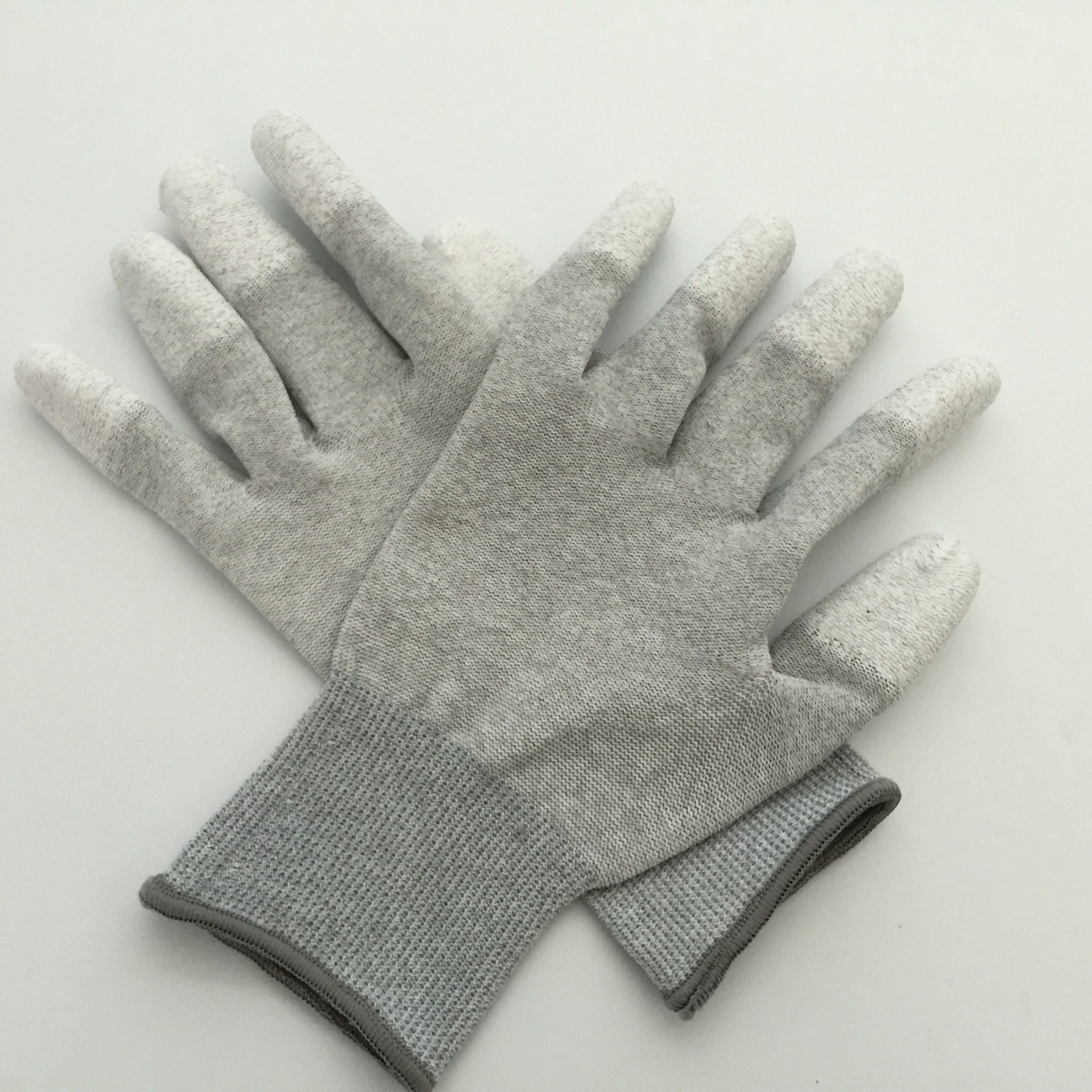 ESD PU Top Coated Anti Static Gloves Polyester Liner With Carbon Filament Knitted