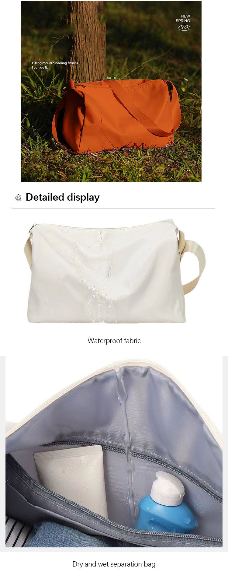 Sympathybag Waterproof Men Gym Bags Foldable Duffel Travel Bag Multiple Color