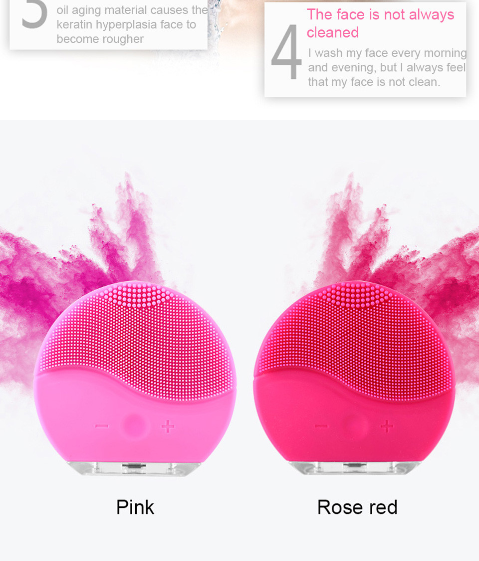 Handy Natural Silicone Electric Facial Cleanser Face Cleaning Toning Device Face Cleanser And Massager Pore Cleansing