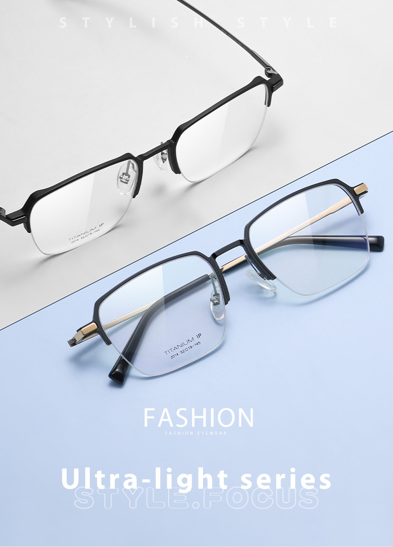 Men Titanium Frame Glasses , OEM Transparent Half Frame Glasses