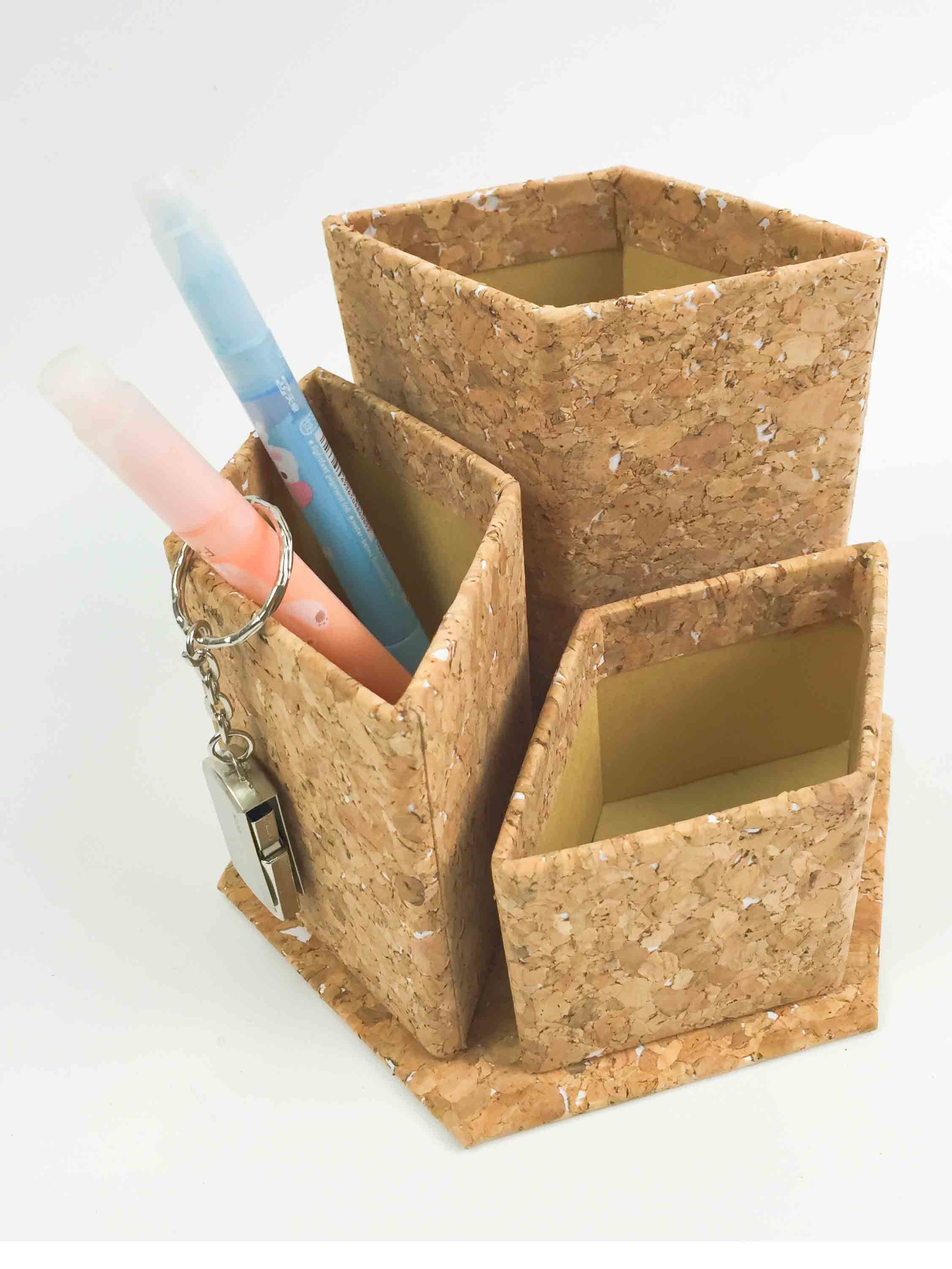 500pcs Cork Pencil Holder ODM OEM Desk Storage Pen Box Organizer