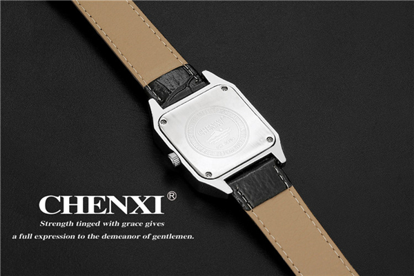 Tank Shape Unique Design Wristwatches Man Roma Numbers Stainless Steel Case Leather Watch