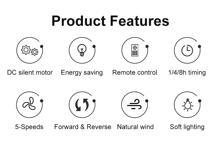 Invisible Design LED Ceiling Fan with Smart Night Light and DC Motor 3000K/4500K/6000K