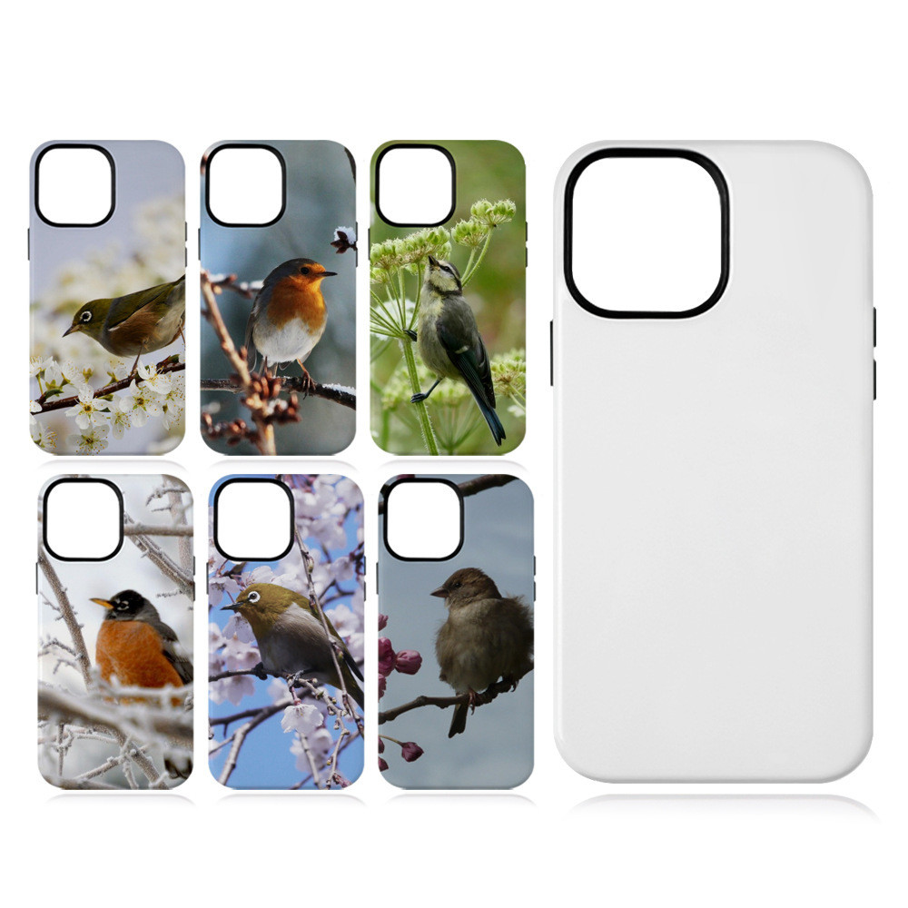3D Sublimation Tough Phone Cases For Iphone 16 15 14 Blank 3D Coated Double Layer Mobile Case White Vacuum Pressed