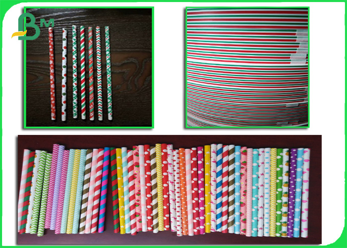 Food Grade Stripe Printed Straw Paper Slitted Small Rolls for Drink Straws