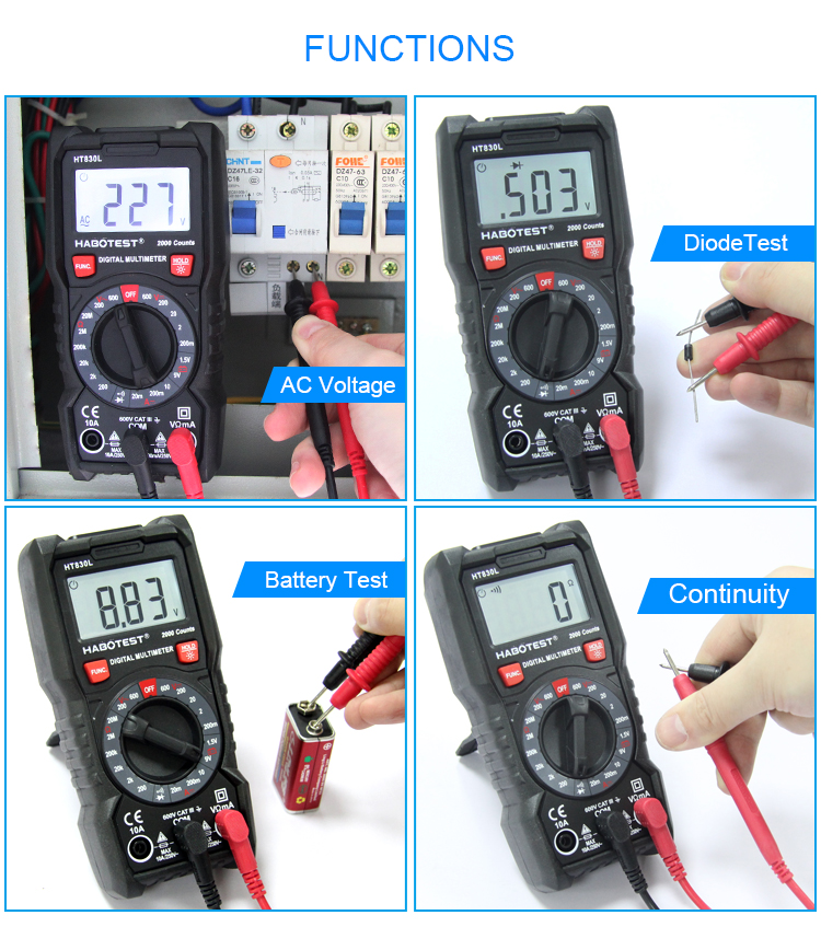 200mA 200V Digital Multimeter Current Measurement