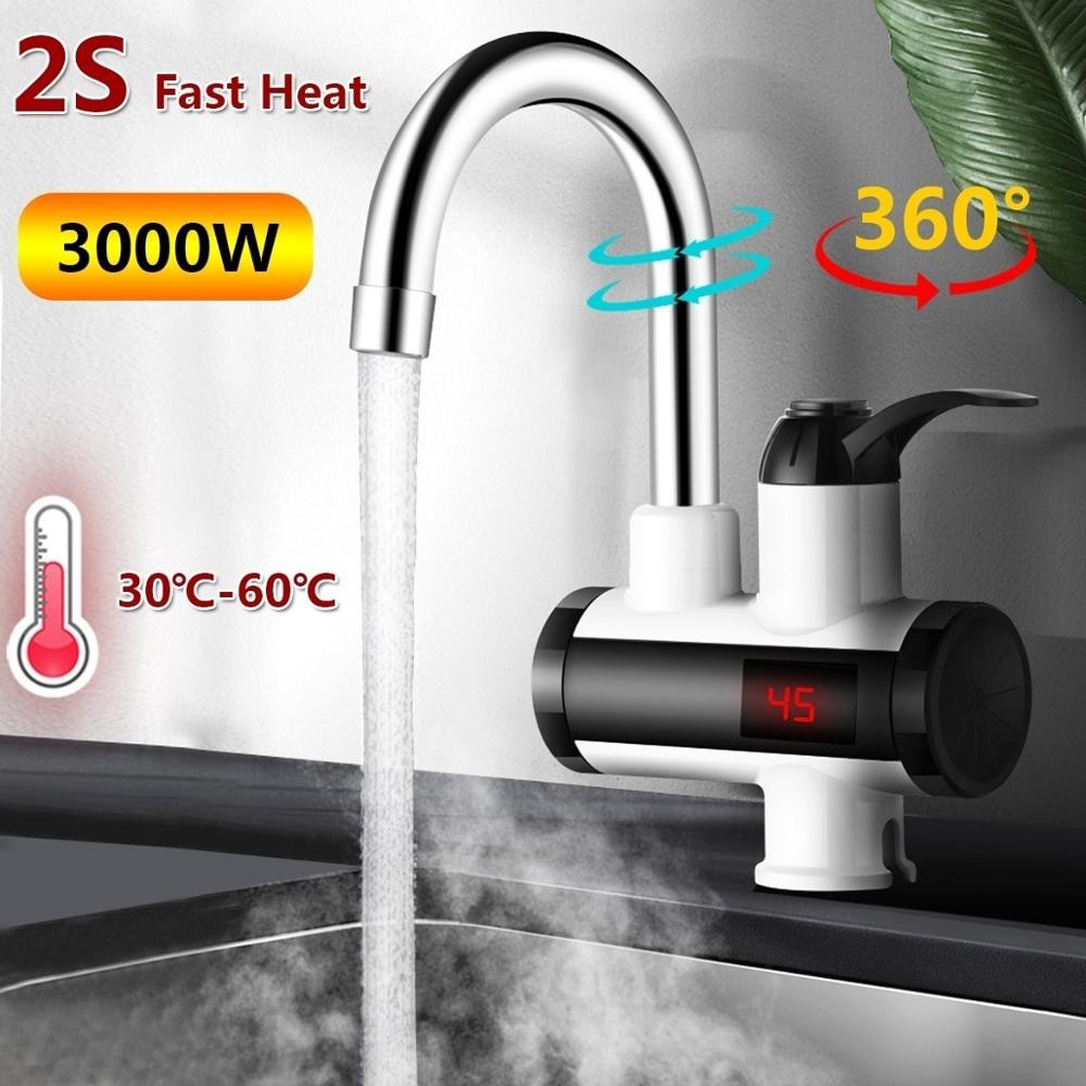 360 Degree Rotating Deck Mounted Heater Faucet Fast Heat Multifunction LVD