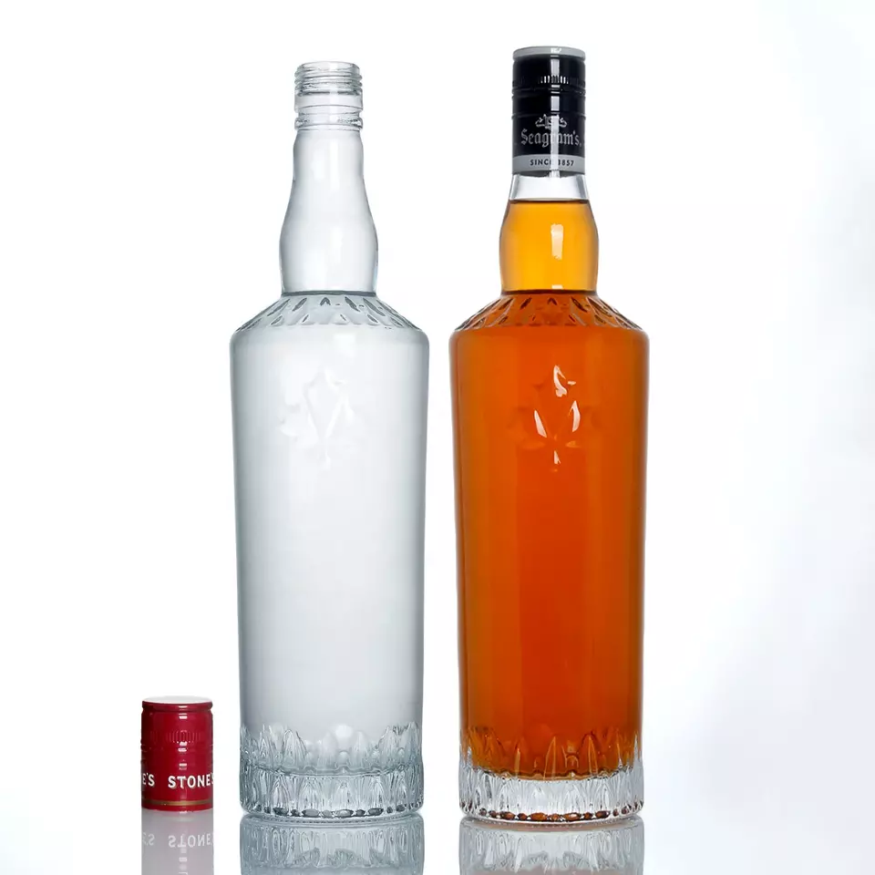 500ml 700ml 750ml Clear Glass Liquor Bottle for Whisky Tequila Brandy Gin Vodka Rum