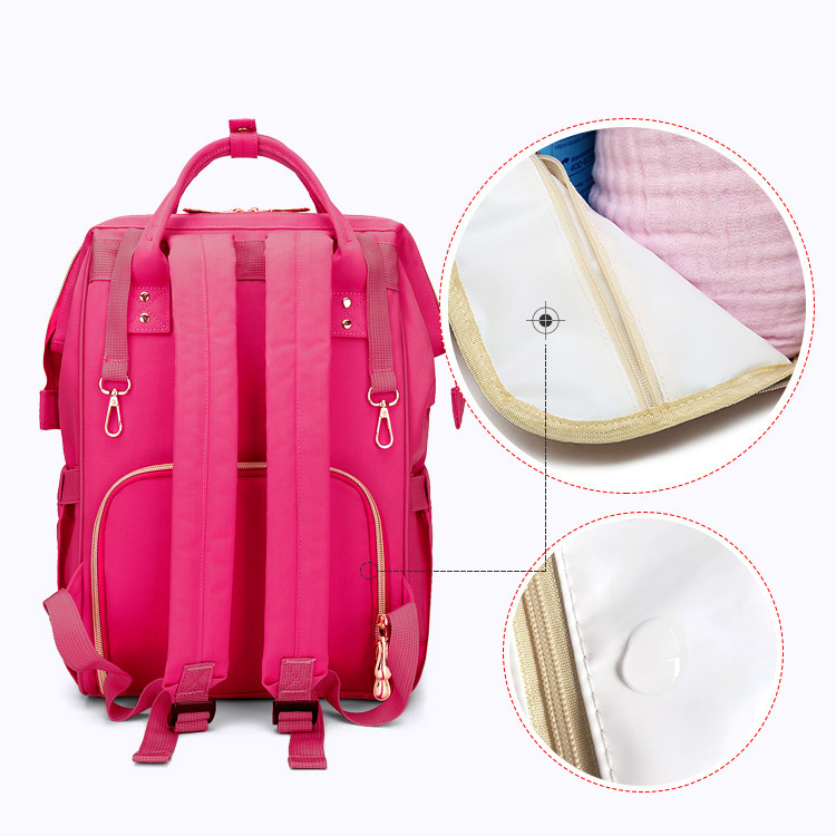 2022 High Quality Zipper Softback Mommy Diaper Bag Stroller Baby Care Waterproof USB Backpack