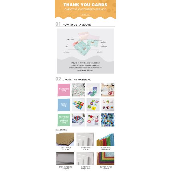 OEM Folded Thank You Card Greeting Cards Printing Servise Custom Design With Envelope